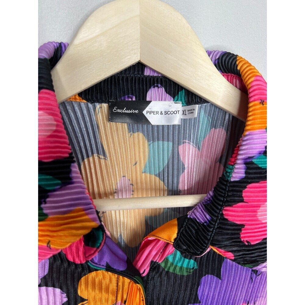 Piper and Scoot Women Multi Two Piece Set Size L/XL Plisse Flower Power - Picture 5 of 9